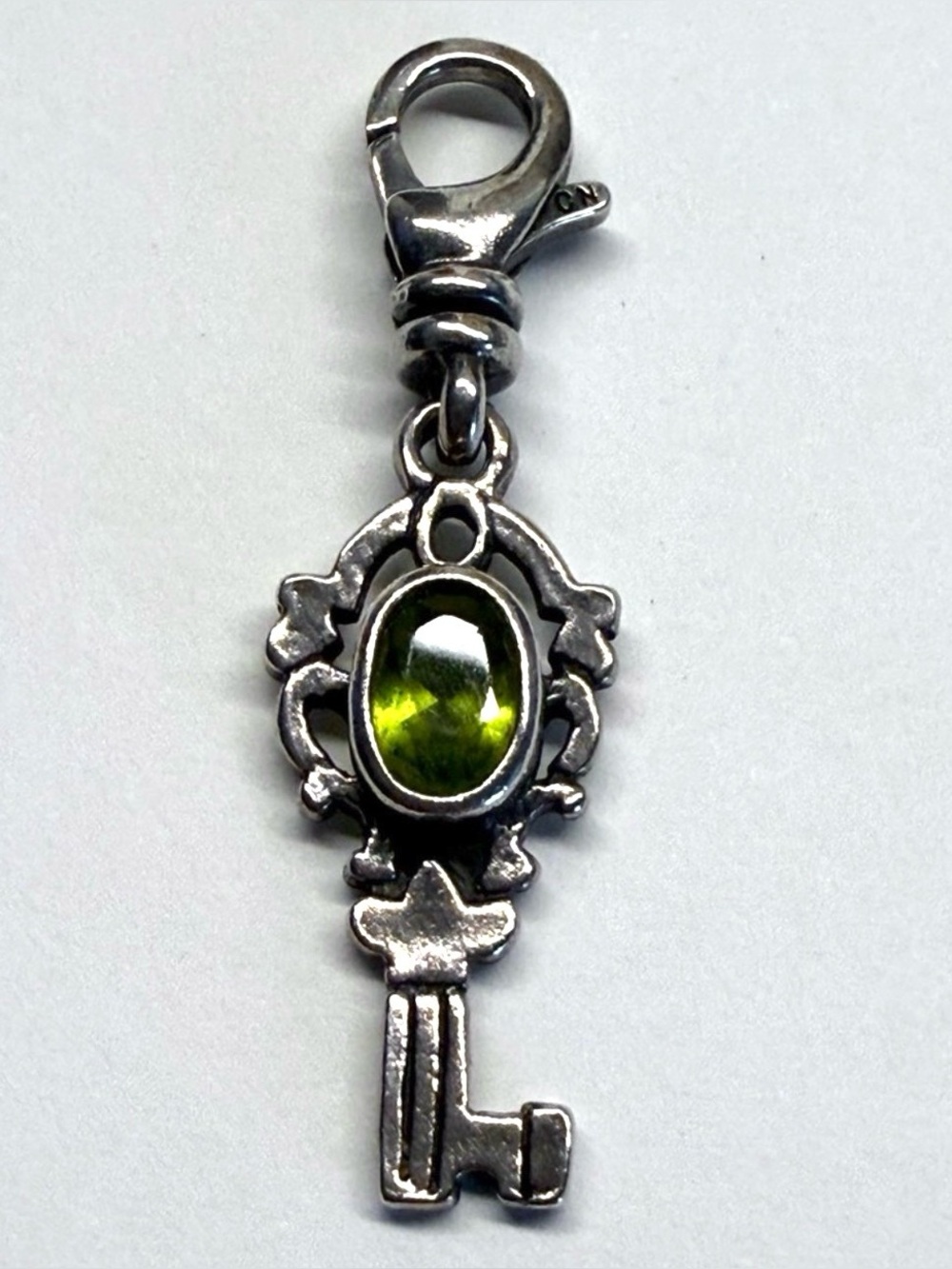 Silpada Retired .925 Sterling Silver Green Stone Key Charm Pendant